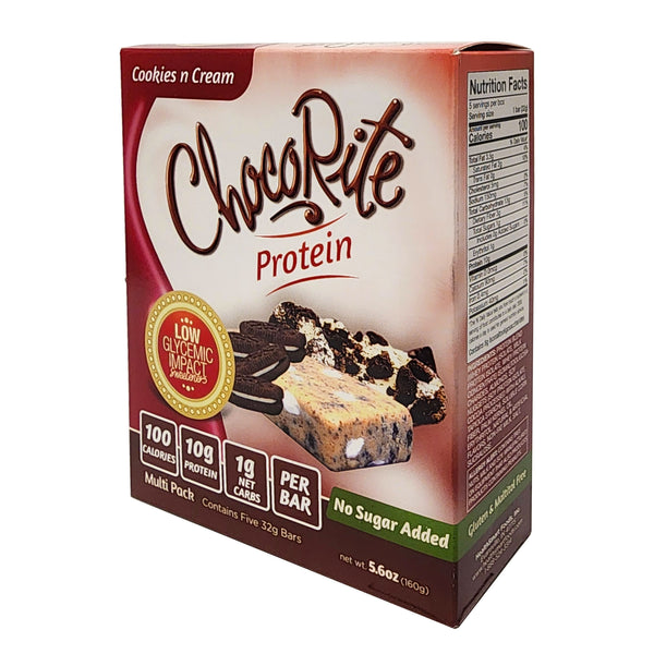 ChocoRite Cookies n Cream Protein Bars Box of 5 ChocoRite Cookies n Cream Protein Bars Box of 5