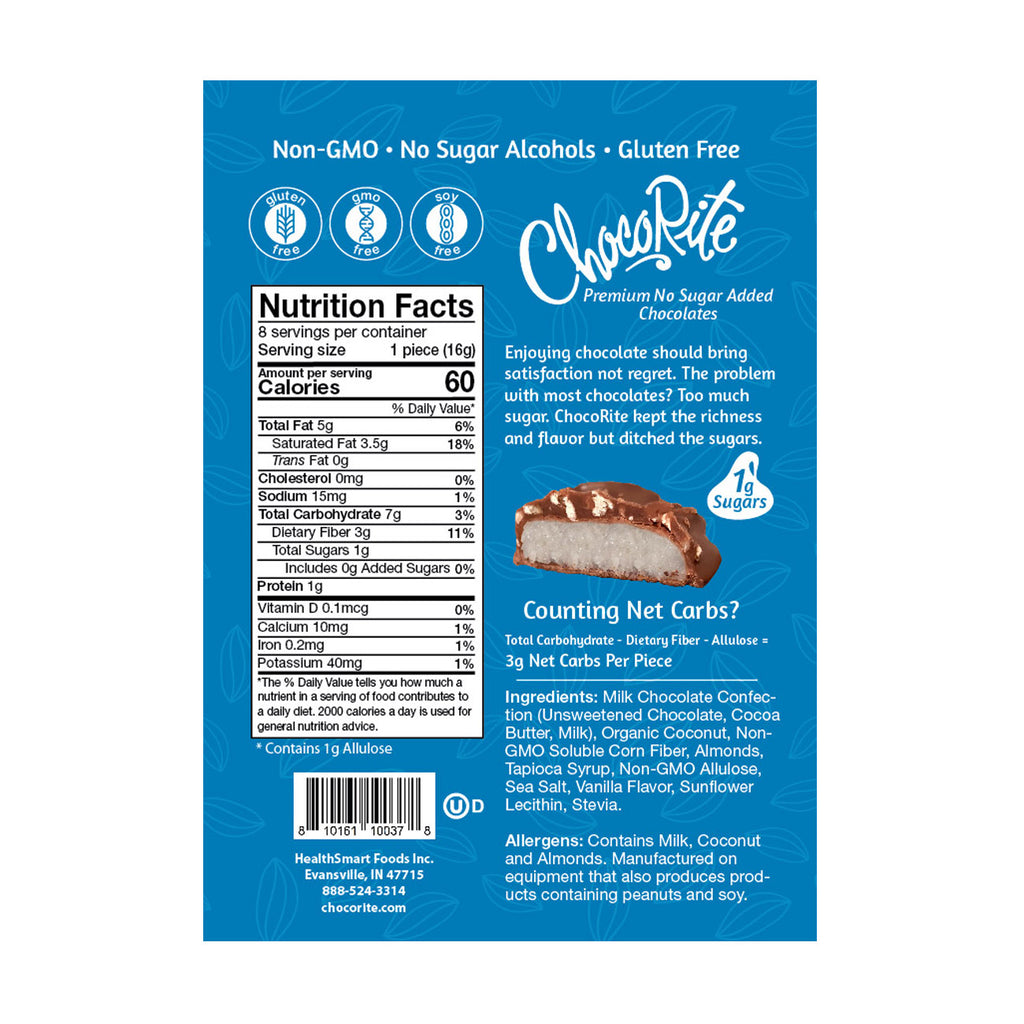 ChocoRite Milk Chocolate Coconut Almond – HealthSmart Foods