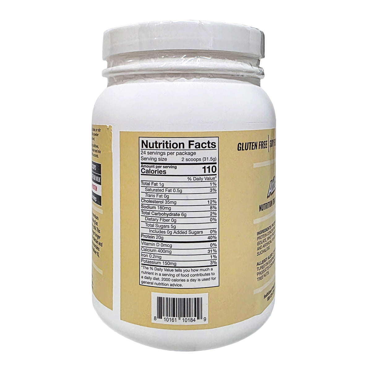AtLast! 100% Dairy Protein Powder French Vanilla – Nutrition Facts panel