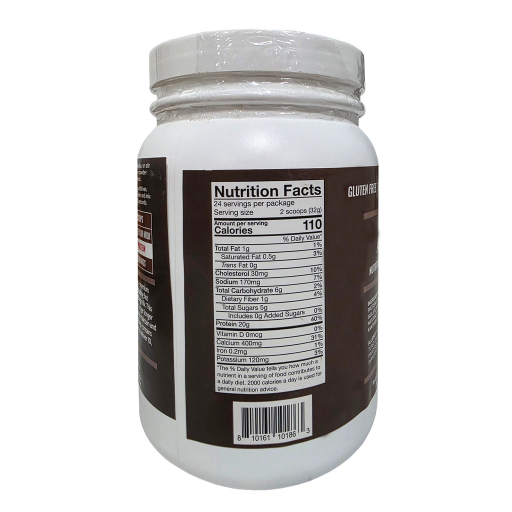 AtLast! 100% Dairy Protein Powder Chocolate Brownie – Nutrition Facts panel