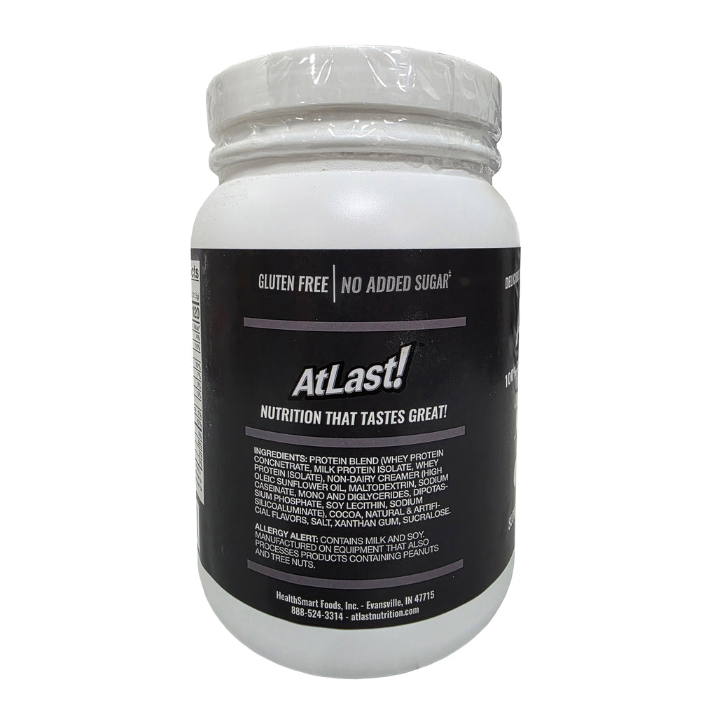 AtLast! 100% Dairy Protein Powder Cookies & Cream – ingredients and allergen panel