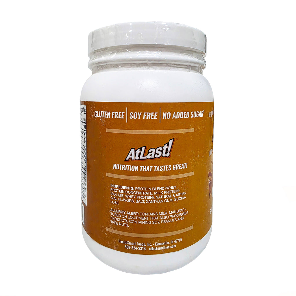 AtLast! 100% Dairy Protein Powder Salted Caramel – ingredients and allergen panel