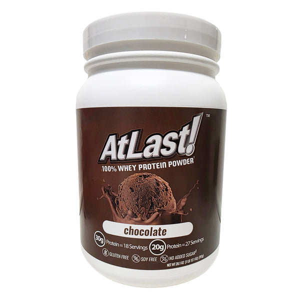 AtLast! Chocolate Whey Protein Powder – 20g Protein, 100 Calories, 3g Net Carb