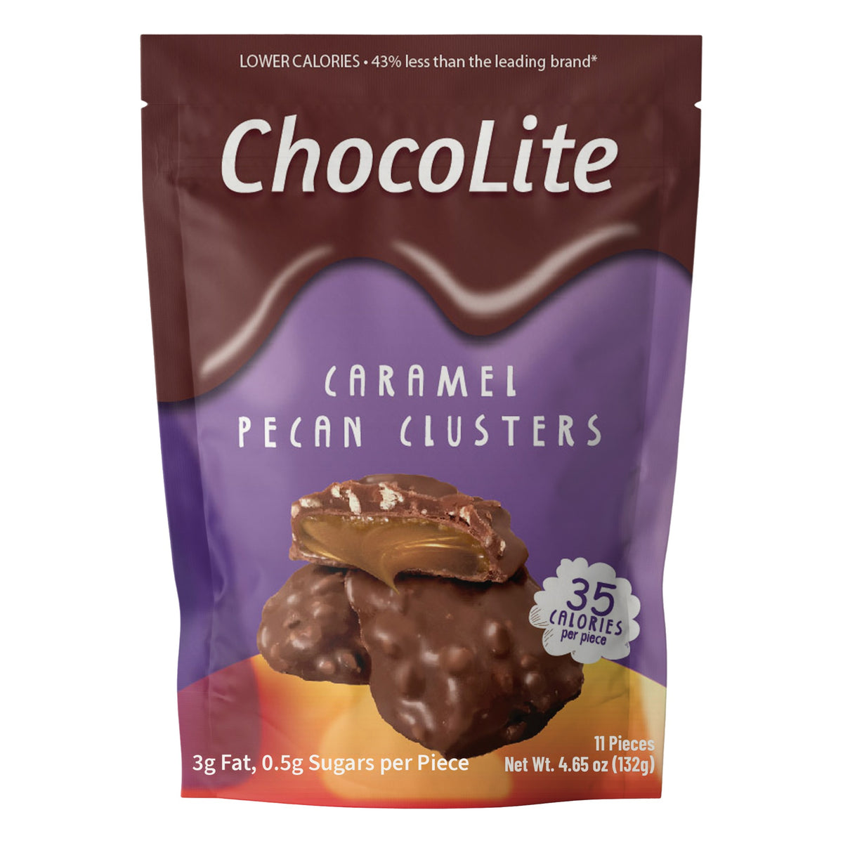 ChocoLite Caramel Pecan Clusters pouch, 11 pieces