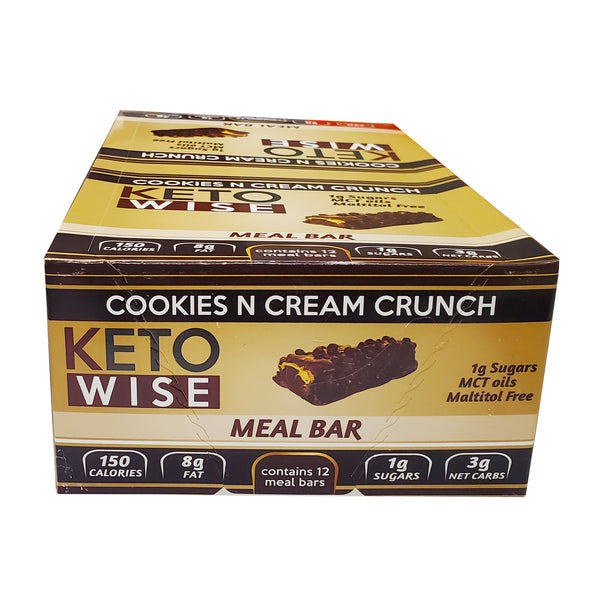 Keto Wise Meal Bars Cookies N Cream Crunch 12 - 42g Bars