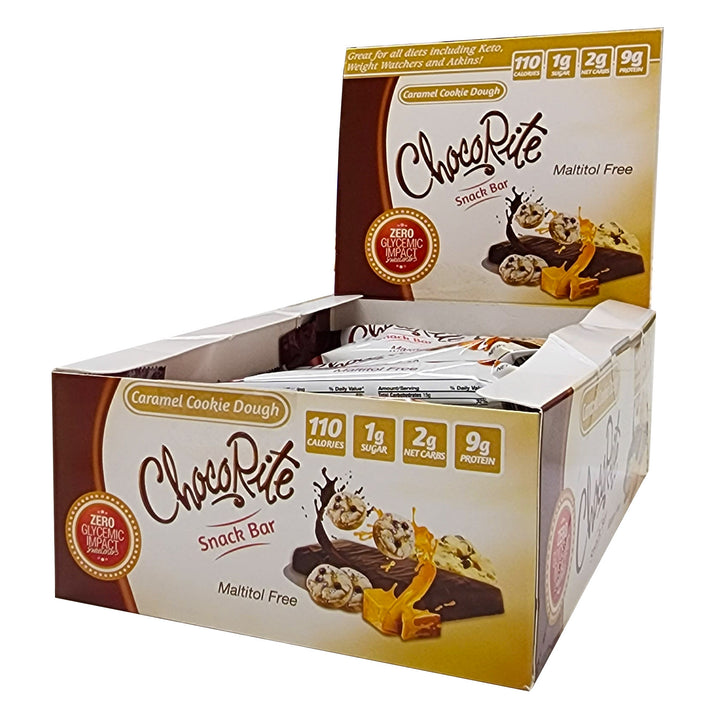 ChocoRite Caramel Cookie Dough Protein Bars 110 Calorie 9g Protein